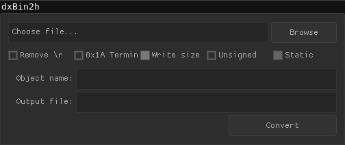 dxBin2h, Linux, SDL2 with OpenGL renderer, default font